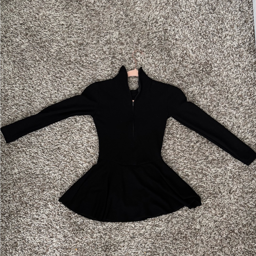 Los Angeles Apparel PONTE Black Peplum Long Sleeve Dress